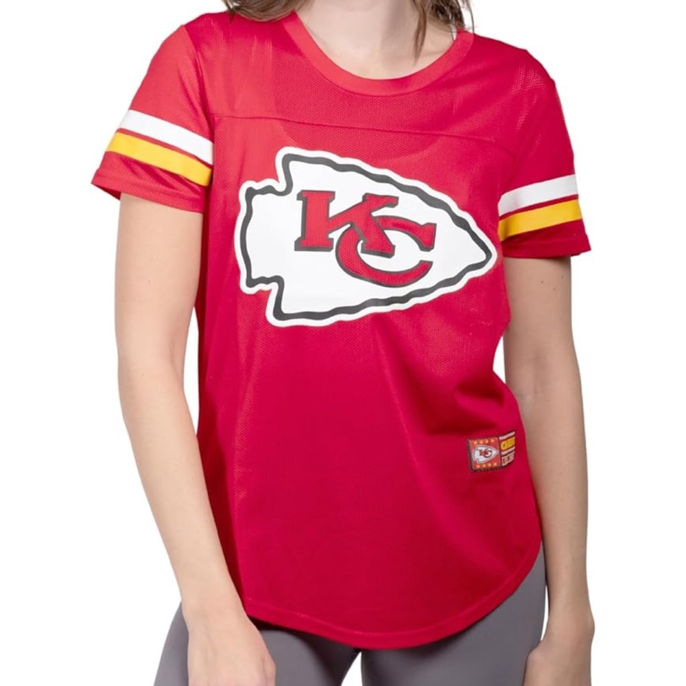 Ultra Game Women's NFL Official Soft Mesh Varsity Stripe T-Shirt